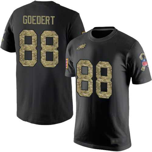 Men Philadelphia Eagles #88 Dallas Goedert Black Camo Salute to Service NFL T Shirt